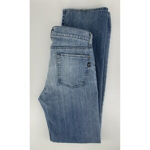 7 For All Mankind Jeans Womens 28 Blue Button Fly Flare Leg Low Rise Distressed